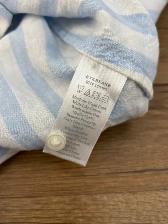 Everlane The Linen Sleeveless Shirt Dress Blue White Stripe Nautical Women’s - Picture 5 of 7